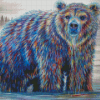 Colorful Bear In Water Art Diamond Paintings