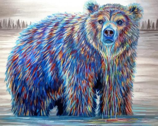 Colorful Bear In Water Art Diamond Paintings