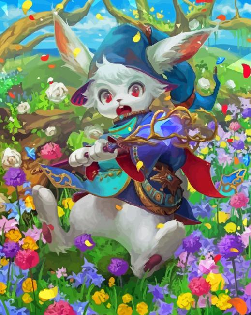 Cute White Rabbit Knight Diamond Paintings