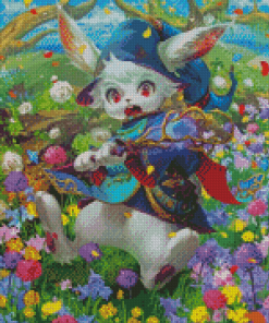 Cute White Rabbit Knight Diamond Paintings