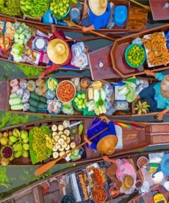 Floating Market Bangkok Thailand Diamond Paintings