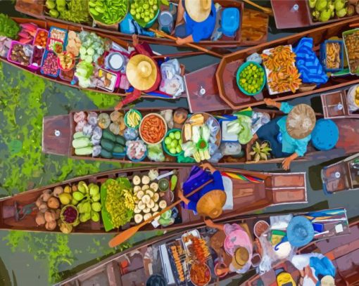 Floating Market Bangkok Thailand Diamond Paintings