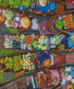 Floating Market Bangkok Thailand Diamond Paintings