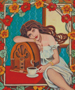 Lady And Retro Radio Diamond Paintings