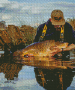 Man In Water Carp Fishing Diamond Paintings