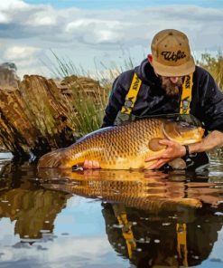 Man In Water Carp Fishing Diamond Paintings