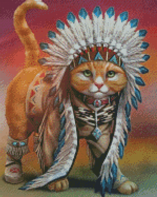 Native Cat Diamond Paintings