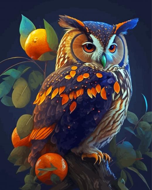 Owl And Oranges Diamond Paintings