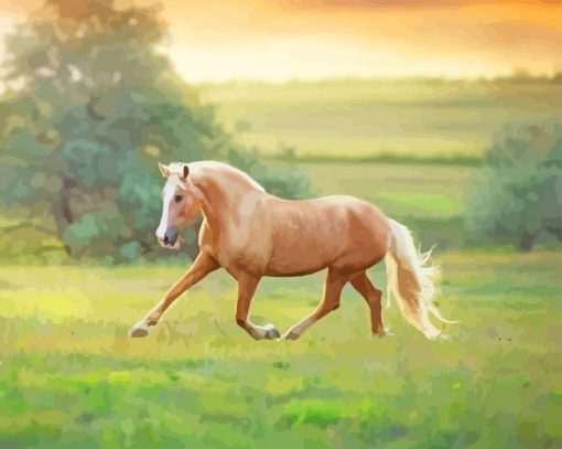 Running Palomino Horse Diamond Paintings