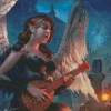 Sad Elf Angel Playing Mandolin Diamond Paintings