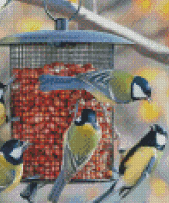 Birds At Bird Feeder Diamond Paintings