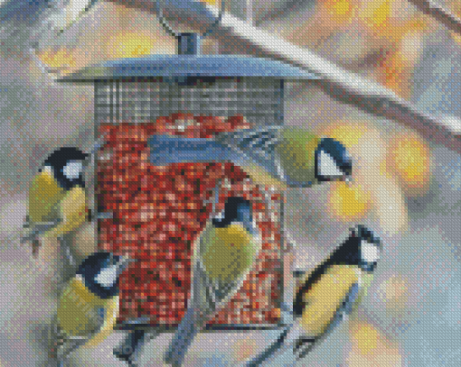 Birds At Bird Feeder Diamond Paintings