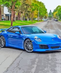 Blue Metallic Porsche Diamond Paintings