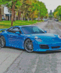 Blue Metallic Porsche Diamond Paintings