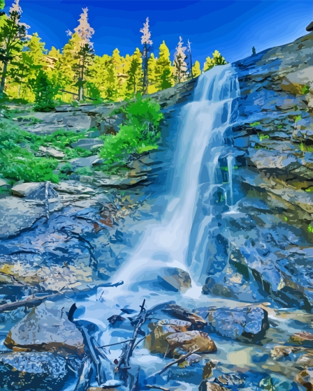 Bridal Veil Rocky Mountains Waterfall Diamond Paintings