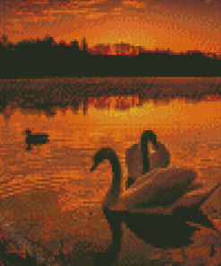 Ducks Sunset Diamond Paintings