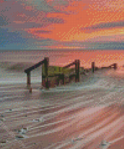 England Hornsea Beach At Sunset Diamond Paintings