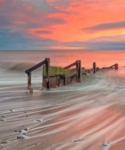 England Hornsea Beach At Sunset Diamond Paintings