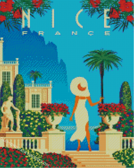 Girl In Nice France Poster Diamond Paintings