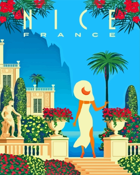 Girl In Nice France Poster Diamond Paintings