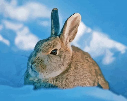 Grey Bunny In Snow Diamond Paintings