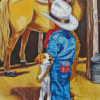 Horse And Little Cowboy Diamond Paintings