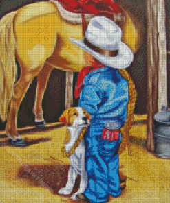 Horse And Little Cowboy Diamond Paintings