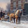 Horses Sleigh With Dog Diamond Paintings