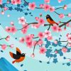 Illustration Blossom And Birds Diamond Paintings