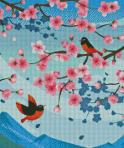 Illustration Blossom And Birds Diamond Paintings