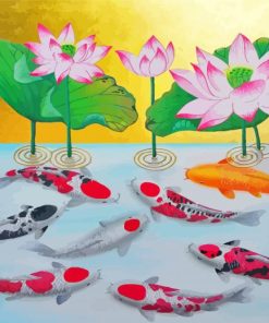 Koi Fish And Lotus Diamond Paintings