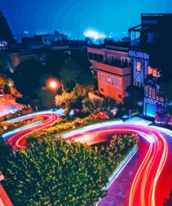 Lombard Street At Night Diamond Paintings