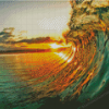 Ocean Wave Sunrise Scene Diamond Paintings