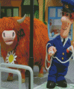 Postman Pat With Cow Diamond Paintings