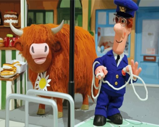 Postman Pat With Cow Diamond Paintings