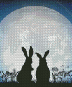 Rabbit And The Moon Diamond Paintings