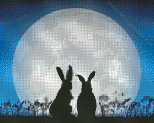 Rabbit And The Moon Diamond Paintings