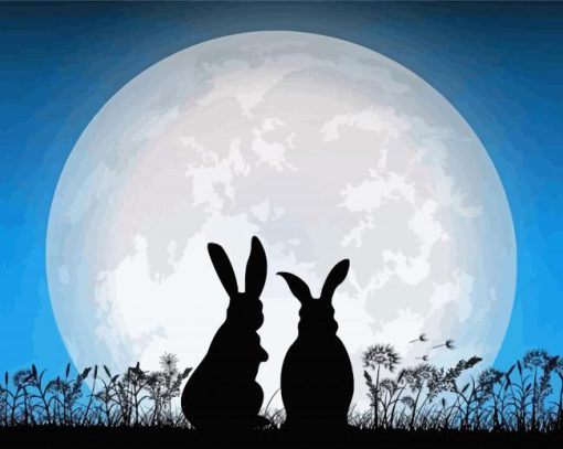 Rabbit And The Moon Diamond Paintings