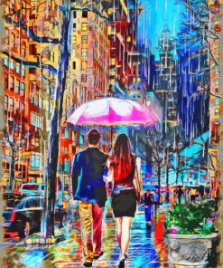 Romantic Walk In The Rain Diamond Paintings