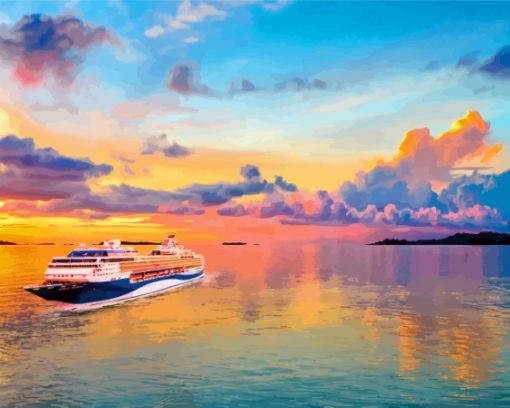 Royal Caribbean Ship Sunset Scene Diamond Paintings