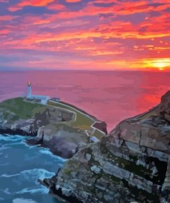 Sunset South Stack Island Diamond Paintings