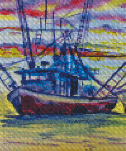 Abstract Shrimp Boat Diamond Paintings