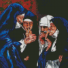 Abstract Smoking Nun Diamond Paintings