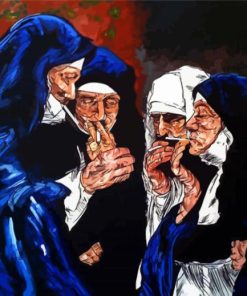 Abstract Smoking Nun Diamond Paintings