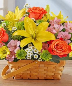 Beautiful Flowers In Basket Diamond Paintings