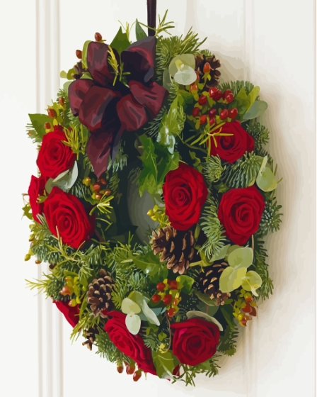 Christmas Roses Wreath Diamond Paintings