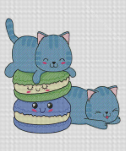 Cute Little Cats With Cookies Kawaii Characters Diamond Paintings