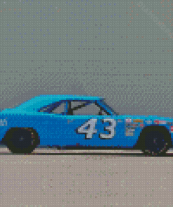 Cyan Old Racing Car Diamond Paintings