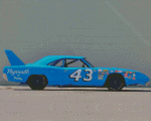 Cyan Old Racing Car Diamond Paintings