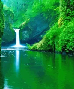 Forest Greenery Nature Waterfall Diamond Paintings